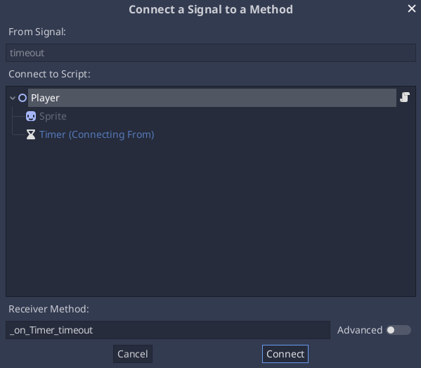 Timer signal connection